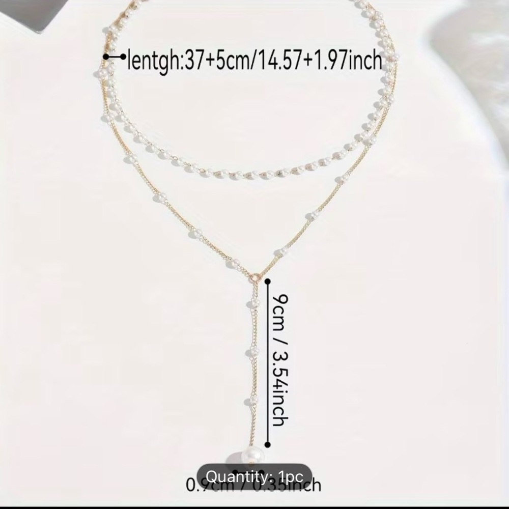 Delicate Elegant Gold Plated and Pearl Layered Necklace - Picture 4 of 5